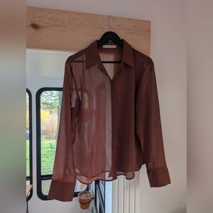 Abercrombie & Fitch Chocolate Sheer Blouse